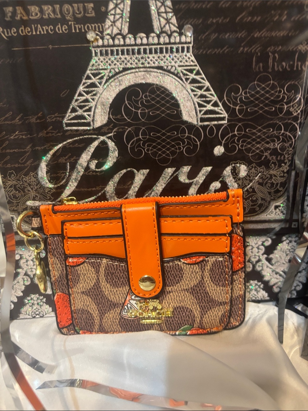 Coach Brown Signature Card Case in the Oranges